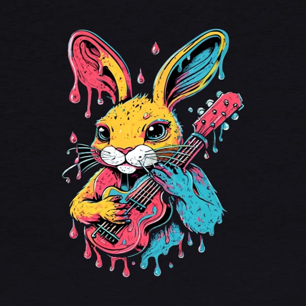 Cute Rabbit Playing Electric Guitar by joolsd1@gmail.com